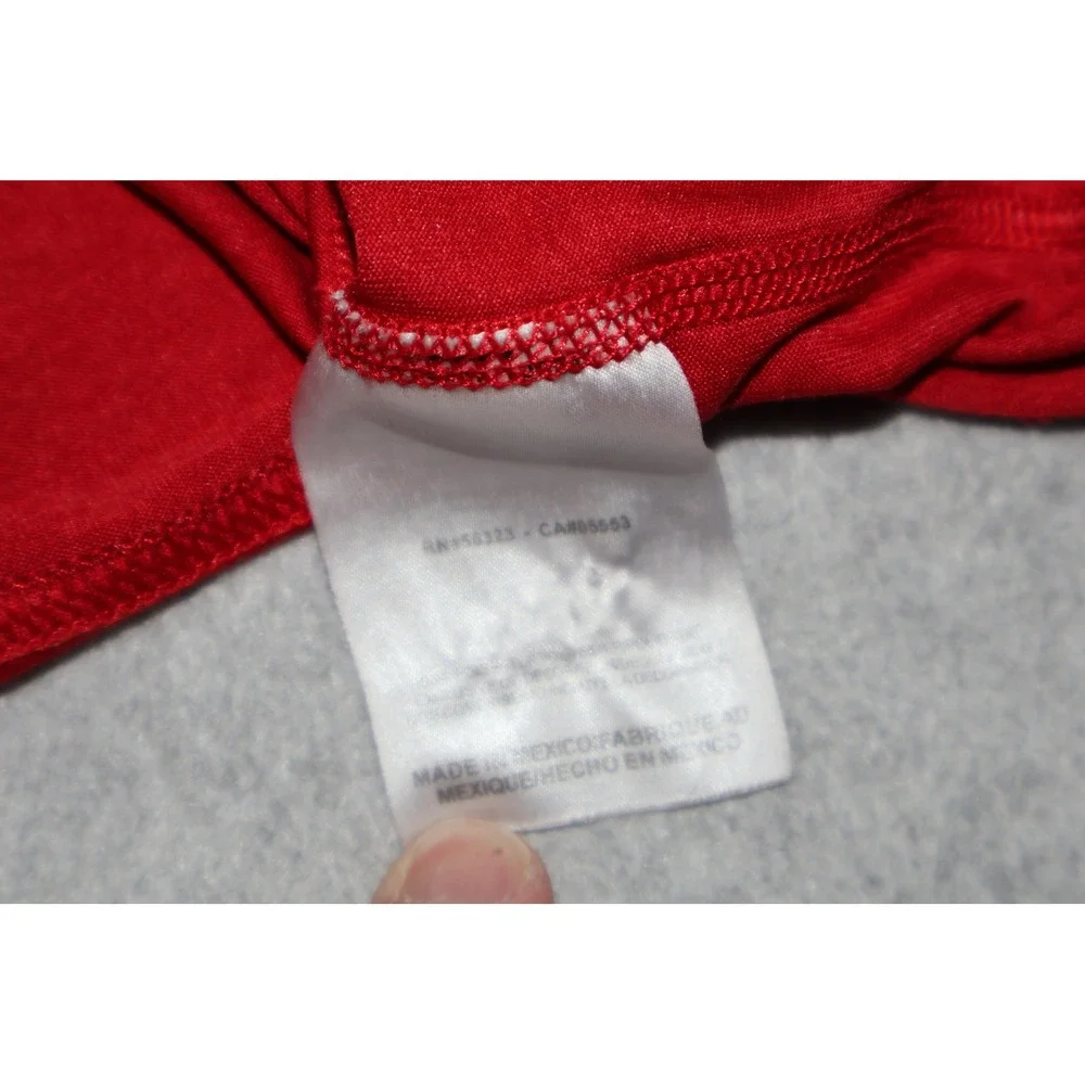 Nike T-Shirt Mens Large Red Dri-Fit V-Neck Swoosh Activewear Gym Workout